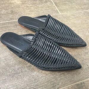 Ulla Johnson Black Leather Pointed Toe Mules Slides Shoes